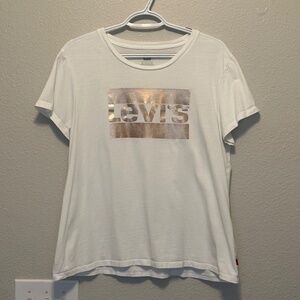 Levi's Women's  Gold Logo T-Shirt White Size X-Large